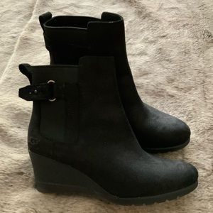 UGG Black Wedge Booties- Size 6